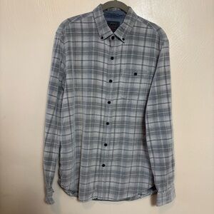 Copper & Oak Legacy Men's Shirt Long Sleeve Cotton Plaid Corduroy Gray White Med